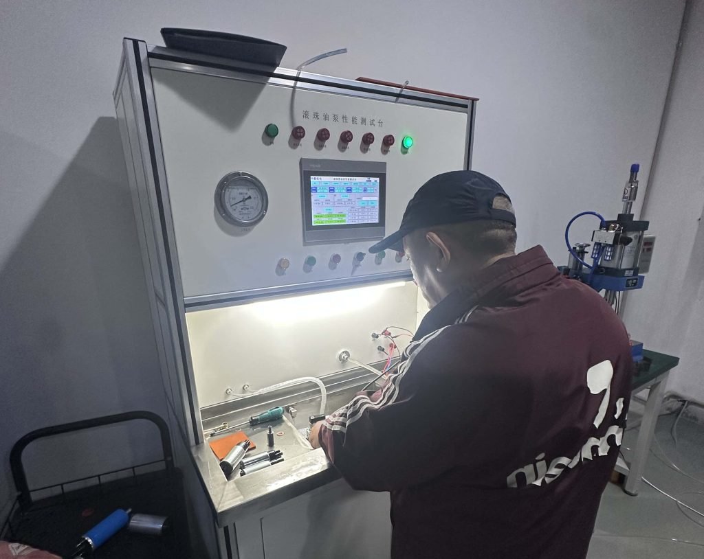 Fuel pump quality control testing process