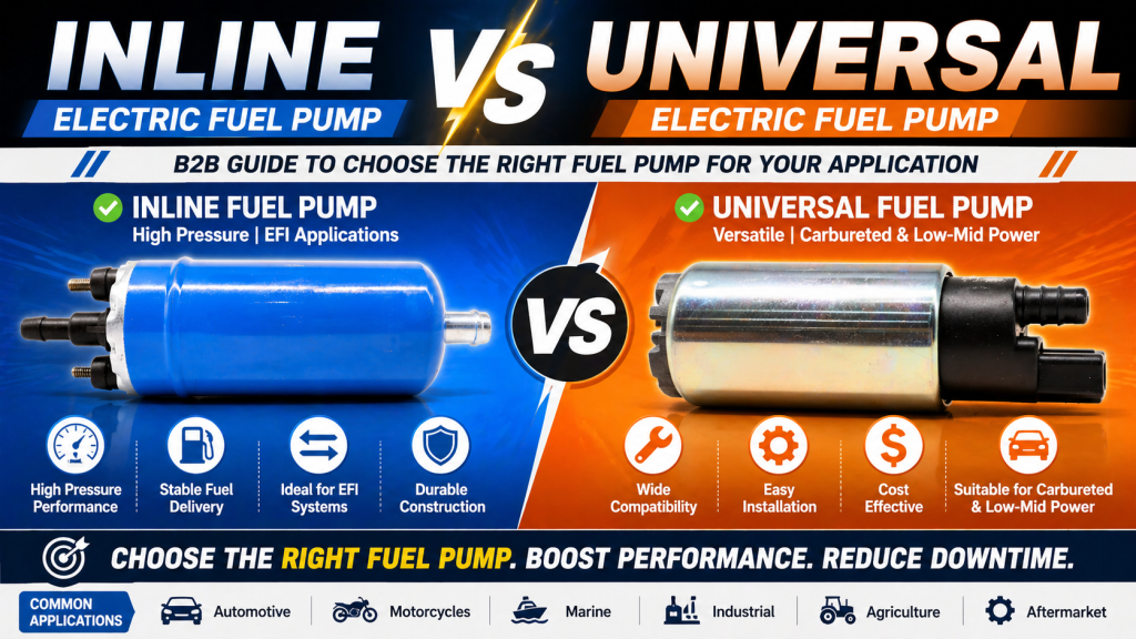 Inline vs universal fuel pump differences explained for B2B buyers including pressure, compatibility and installation comparison